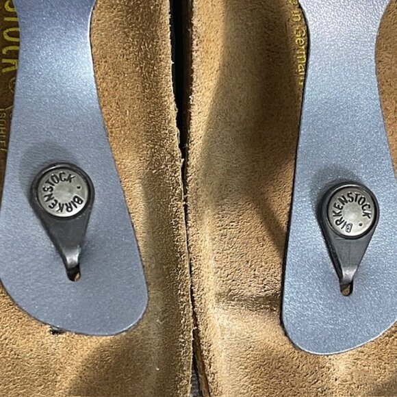 Birkenstock Gizeh Thong Sandal Ice Pearl Onyx Metallic Blue Sz EU 39 US 8 Womens - Picture 8 of 9